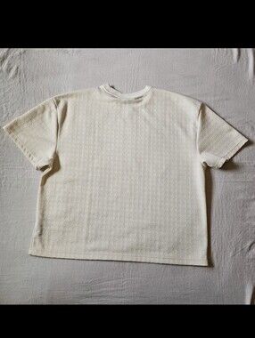 Saints Studio Textured Embossed Short Sleeve Tee in Ivory Size 2X